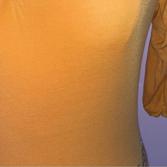 Apple Bottoms Logo Tee T Shirt XL Rhinestone Spell Out Studded  BUTTER YELLOW - Picture 7 of 11